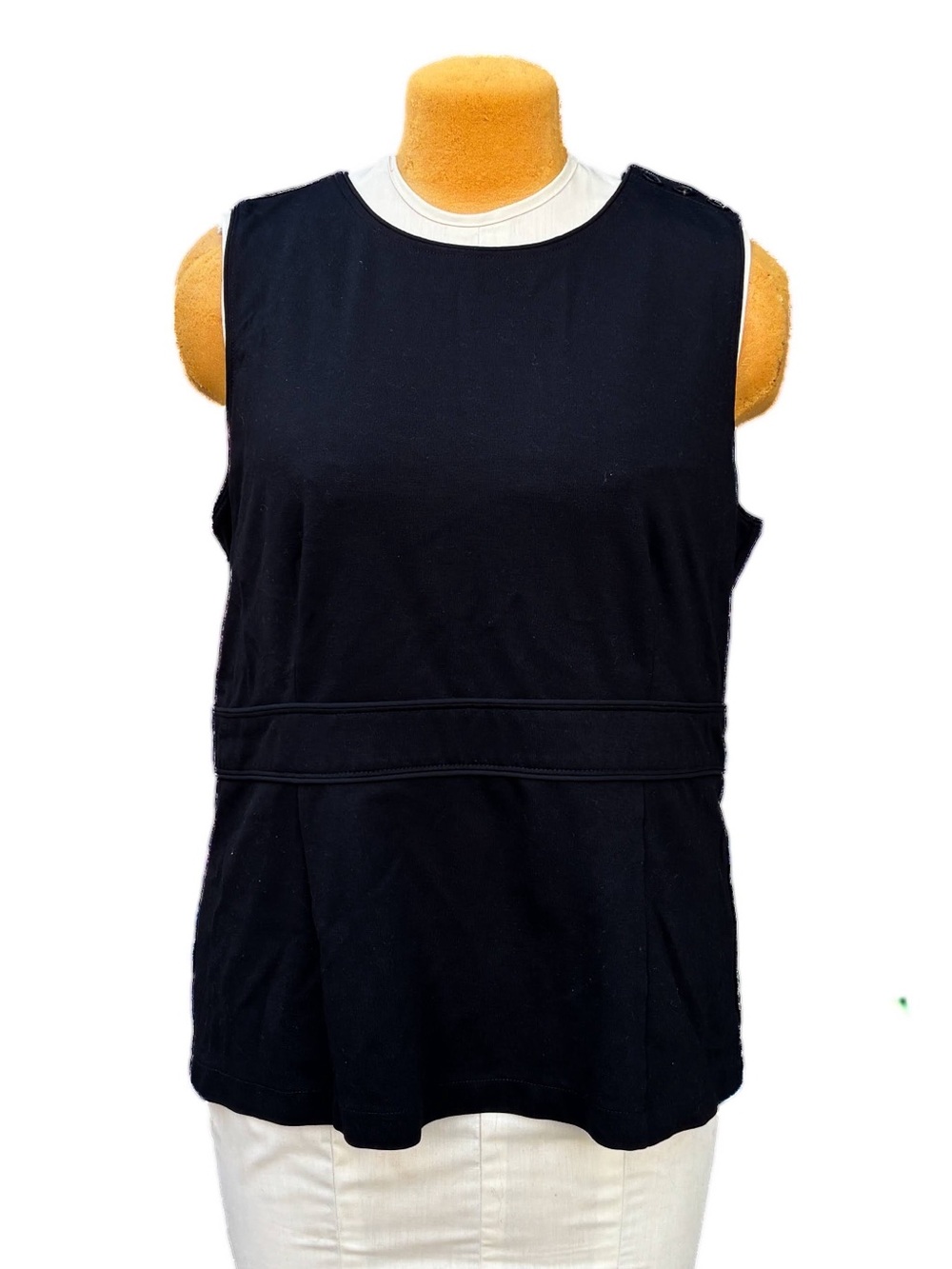 Ann Taylor Black Sleeveless Waist-Seam Tank XL blouse top